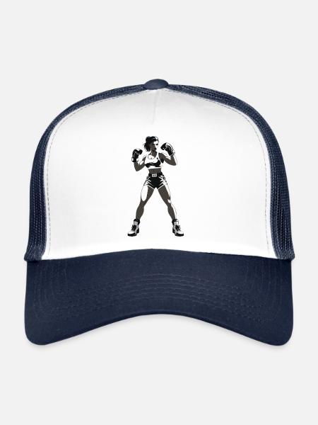 Woman Boxer - Sports Design - Trucker Cap - white/navy - Front