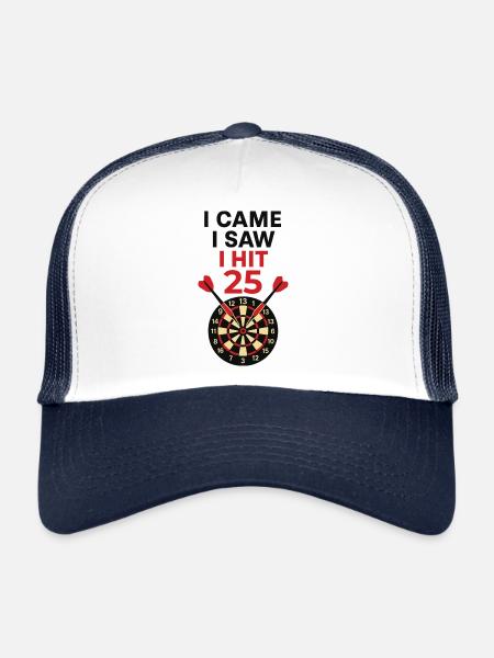 Darts Humour Score 25 - I came i saw i hit 25 - Trucker Cap - white/navy - Front