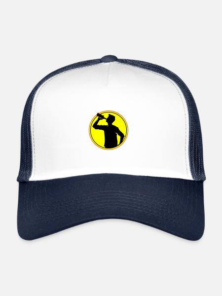 Buveur Bière Silhouette - Casquette trucker  - blanc/marine - Devant