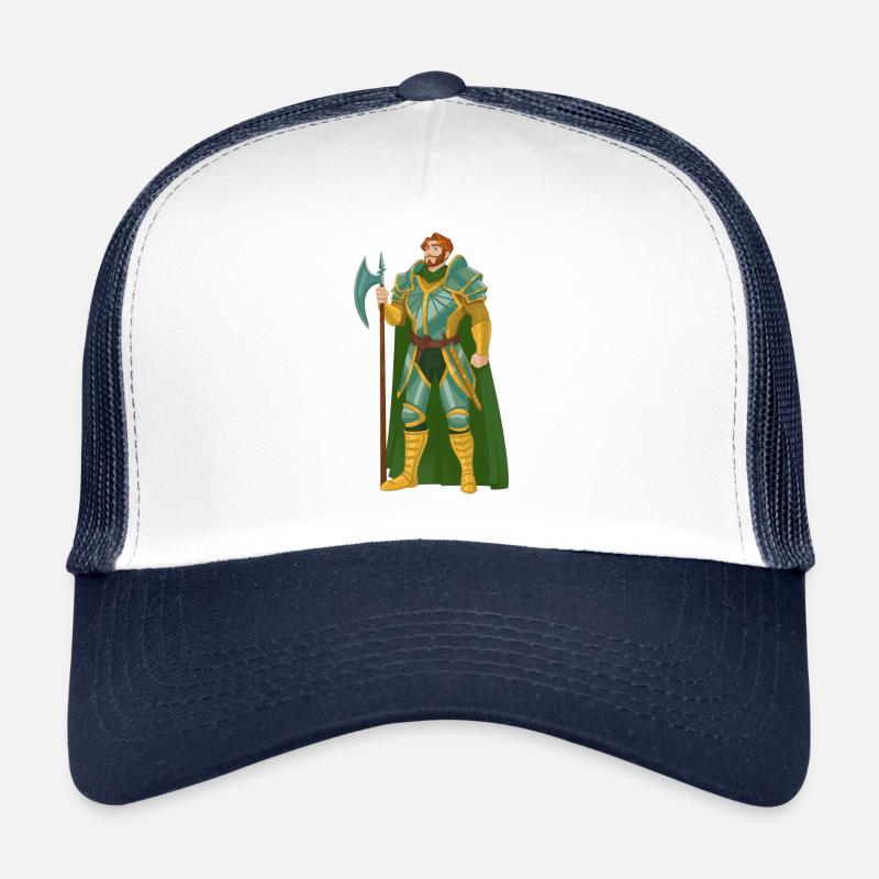 Guerrier Cheveux Roux Or Vert Chevalier Moyen Âge Casquette trucker 