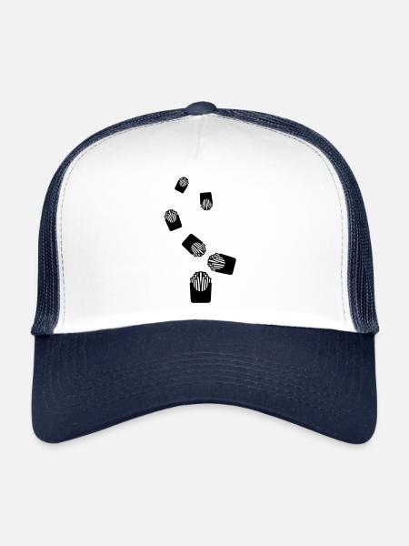 Français symbole de restauration rapide frites - Casquette trucker  - blanc/marine - Devant