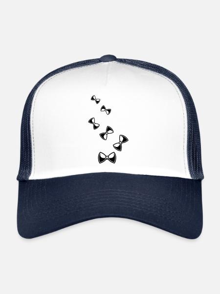 Nœud papillon Gentleman - Casquette trucker  - blanc/marine - Devant