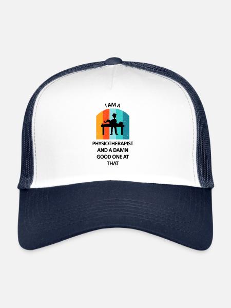 Physiothérapeute Cadeau humoristique disant drôle - Casquette trucker  - blanc/marine - Devant