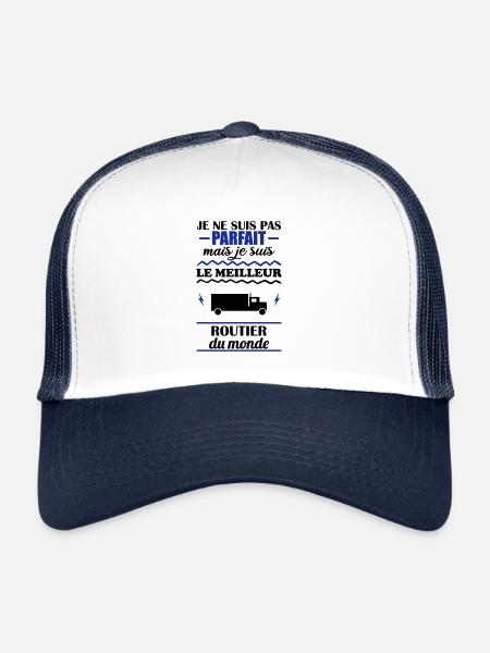 Pas parfait mais meilleur routier du monde - Casquette trucker  - blanc/marine - Devant