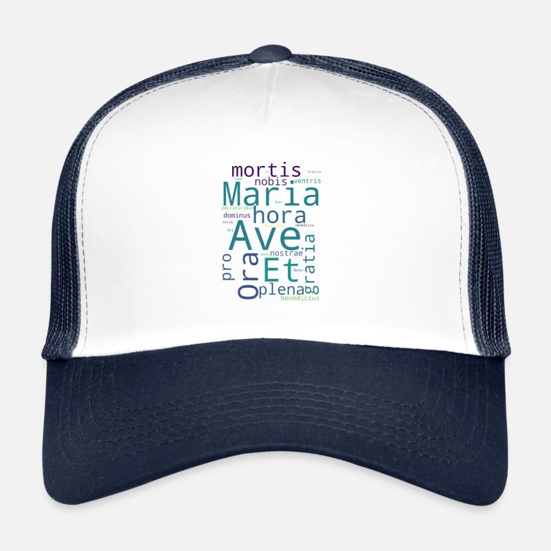 Ave Maria Nuage de mots - Casquette trucker  - blanc/marine