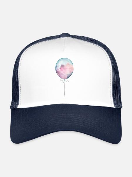 Ballon menthe pastel - Casquette trucker  - blanc/marine - Devant