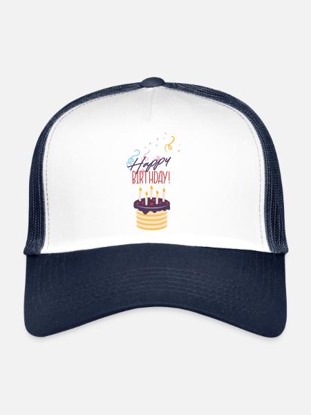 happy birthday - Casquette trucker  - blanc/marine - Devant