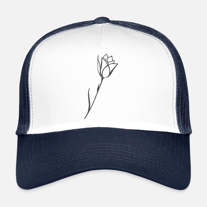 Tulip drawing flower motif plain Trucker Cap