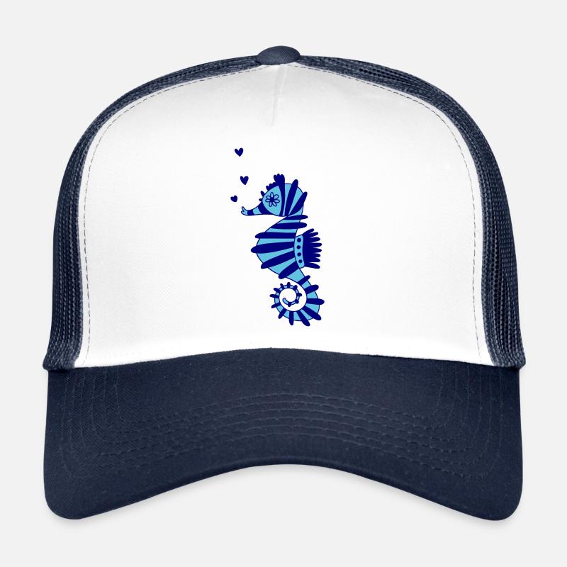 Seepferdchen blau - Trucker Cap - Weiß/Navy