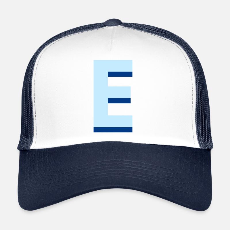 Lettre e bleu pop et moderne Casquette trucker 