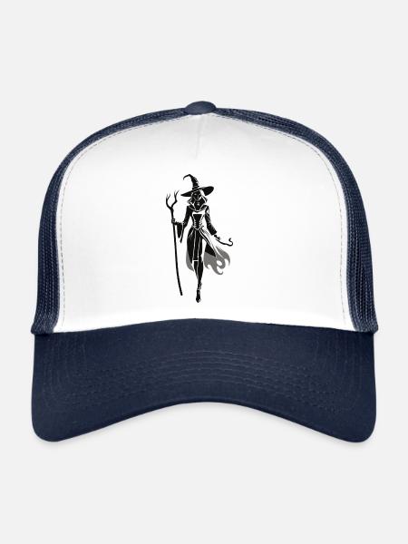 Witch - Fantasy Design - Trucker Cap - white/navy - Front