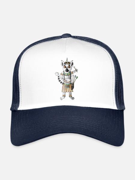 Lémurien catta : le battement de la brousse - Casquette trucker  - blanc/marine - Devant