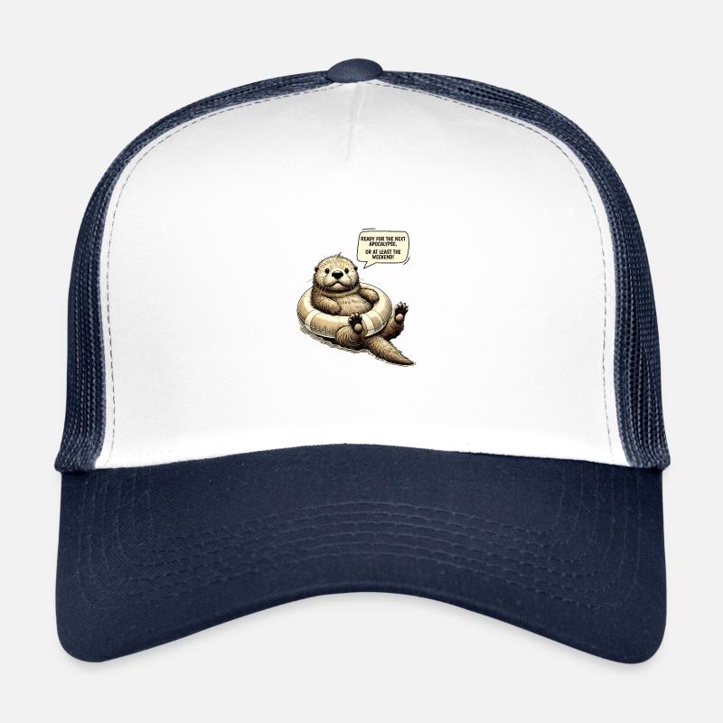 Funny Apocalypse Otter Weekend Survival Design - Trucker Cap - Weiß/Navy