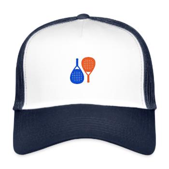 Padel Tennis Logo Blue Orange Simple Elegant - Trucker Cap - white/navy - Front