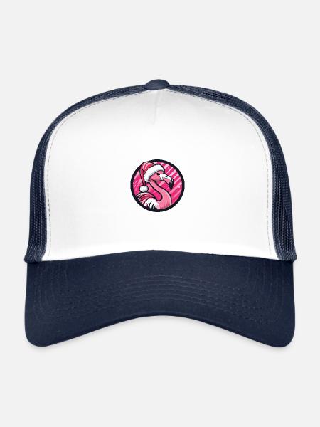 Flamingo Weihnachten Noël - Casquette trucker  - blanc/marine - Devant