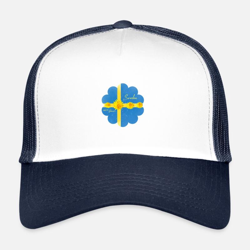 Schweden Blumen Midsommer - Trucker Cap - Weiß/Navy