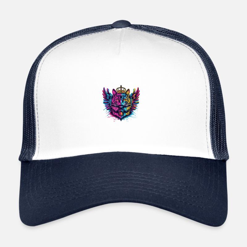 Katze Symbol Wappen Porträt Bunt Trucker Cap