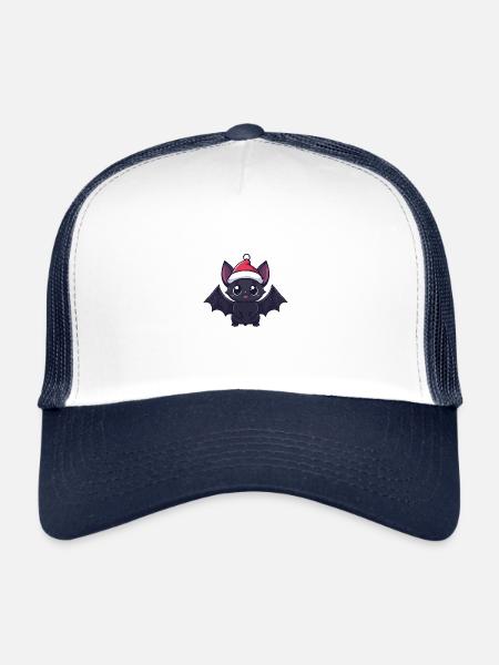 Chauve-souris Noël mignon - Casquette trucker  - blanc/marine - Devant
