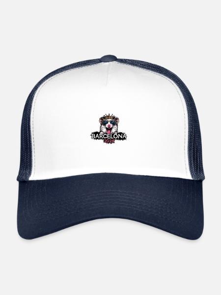 Barcelone 2024 Hamster de fête - Casquette trucker  - blanc/marine - Devant