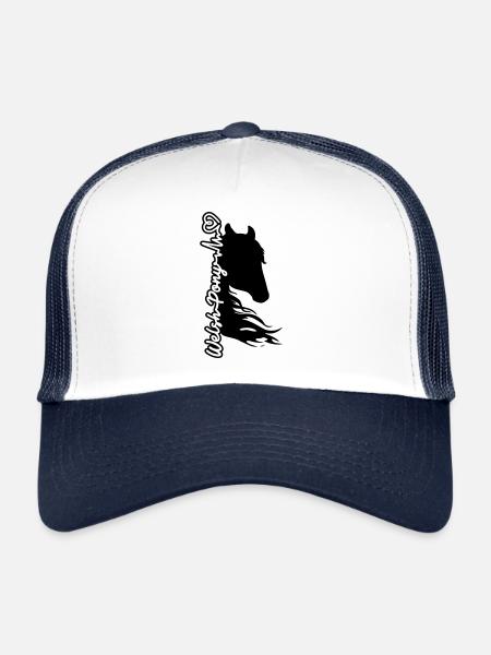 Poney gallois battement de coeur cheval cheval amour battement de coeur - Casquette trucker  - blanc/marine - Devant