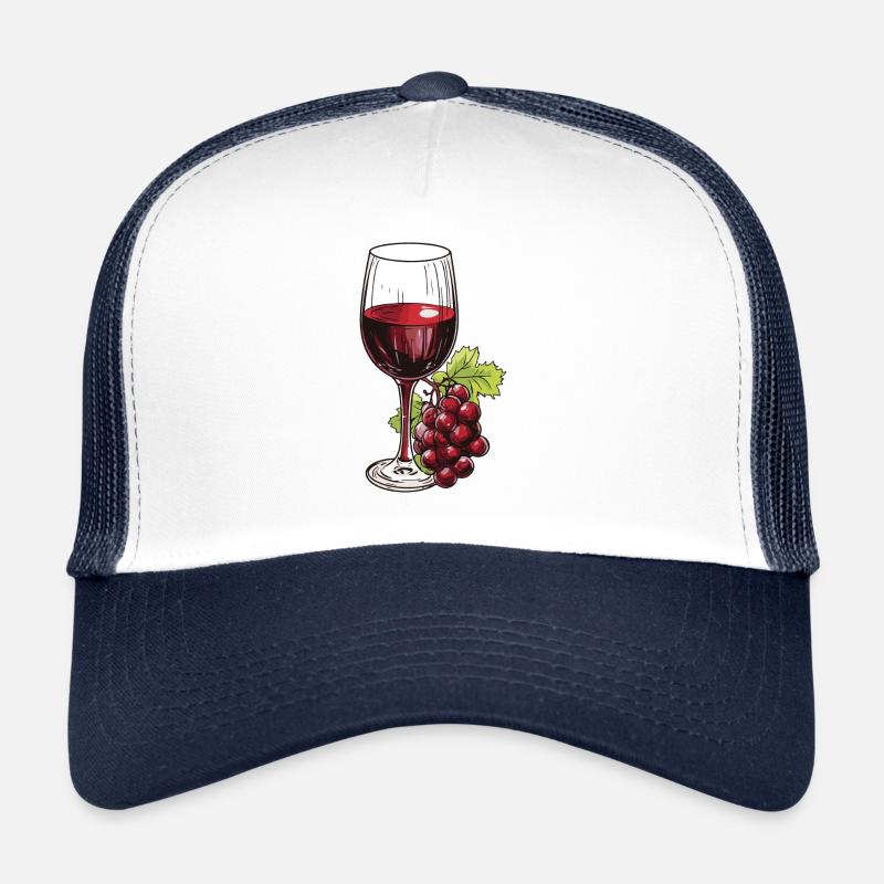 Wine Glass Grapes Wine Trucker Cap