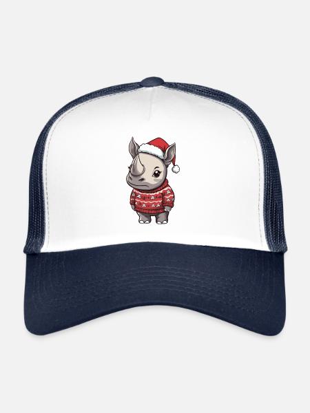 Bande dessinée de Noël Rhino - Casquette trucker  - blanc/marine - Devant