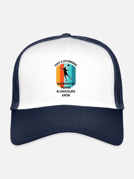 Badminton Badminton Badminton Player Chocolat - Casquette trucker  - blanc/marine - Devant