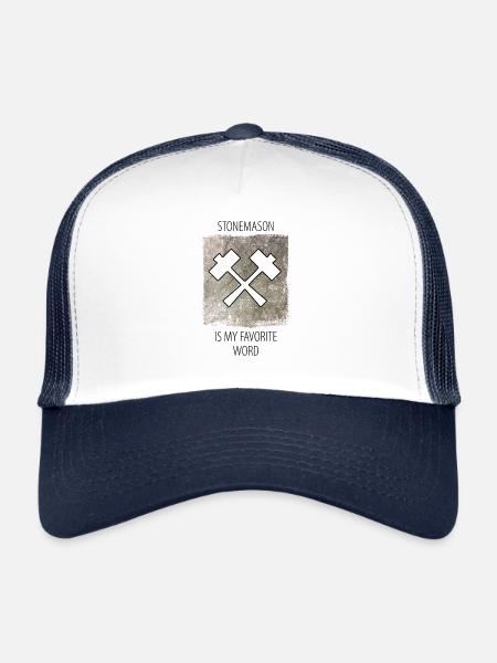 Sculpteur de pierre dicton de sculpteur de pierre - Casquette trucker  - blanc/marine - Devant