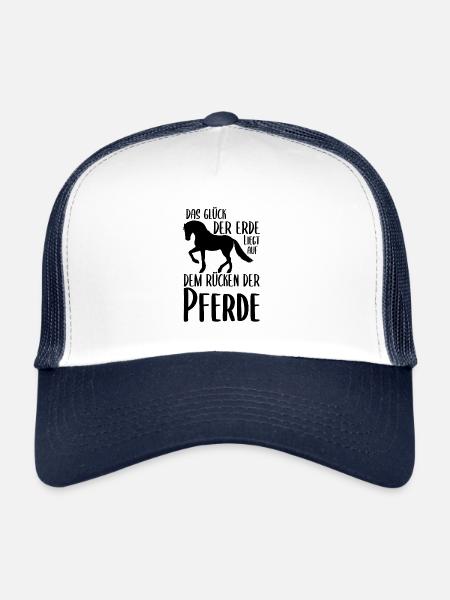 Chevaux chance cavaliers Idée cadeau - Casquette trucker  - blanc/marine - Devant