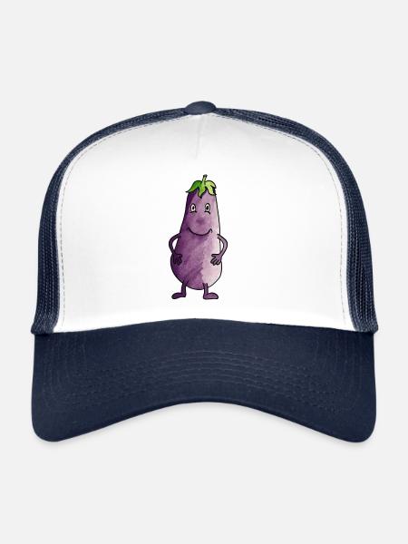 Aubergine - Casquette trucker  - blanc/marine - Devant