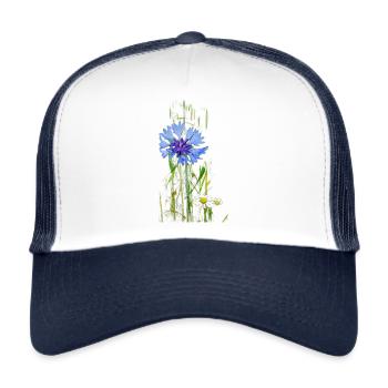 Bleuet sauvage - Casquette trucker  - blanc/marine - Devant