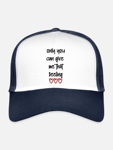 love love Saint-Valentin en amour Dicton anglais - Casquette trucker  - blanc/marine - Devant