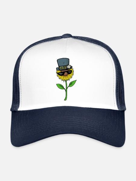 Sunflower Sunglasses Meme Alps Mountains - Trucker Cap - white/navy - Front