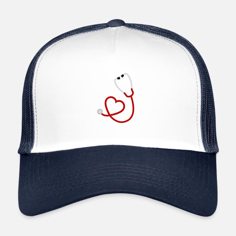Stethoskop ich liebe Medizin - Trucker Cap - Weiß/Navy