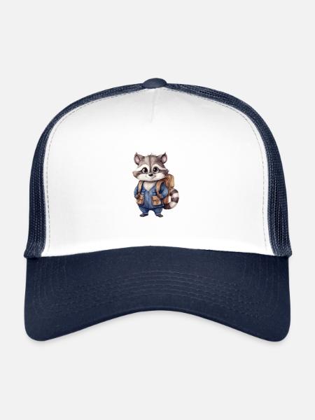 Retour à l’école des ratons laveurs - Casquette trucker  - blanc/marine - Devant