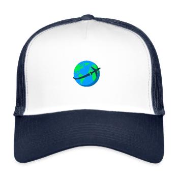 World tour, globetrotter, air travel, - Trucker Cap - white/navy - Front