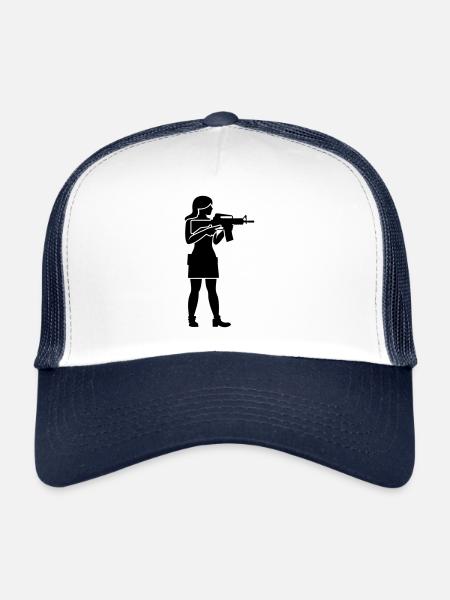 Femme soldat femme - Casquette trucker  - blanc/marine - Devant