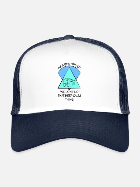 Chauffeur d’autobus Autobus scolaire Autobus Chauffeur d’autobus - Casquette trucker  - blanc/marine - Devant