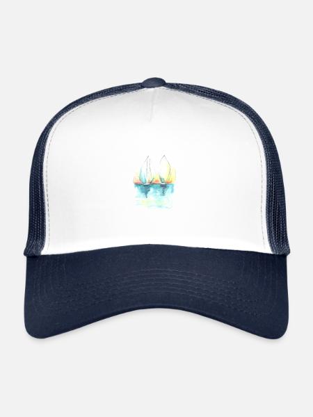 Two sailing boats - Trucker Cap - white/navy - Front