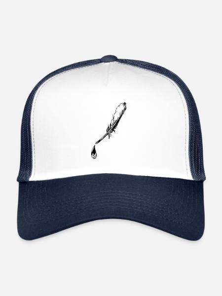 Vecteur de chute de crâne de plume - Casquette trucker  - blanc/marine - Devant