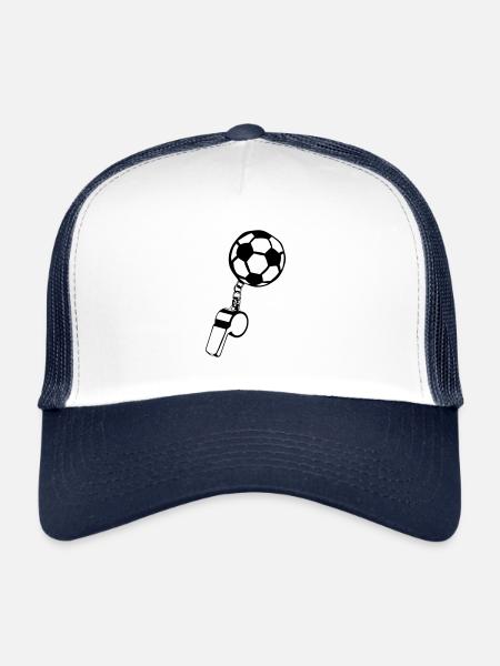 foot sifflet arbitre sport ballon - Casquette trucker  - blanc/marine - Devant