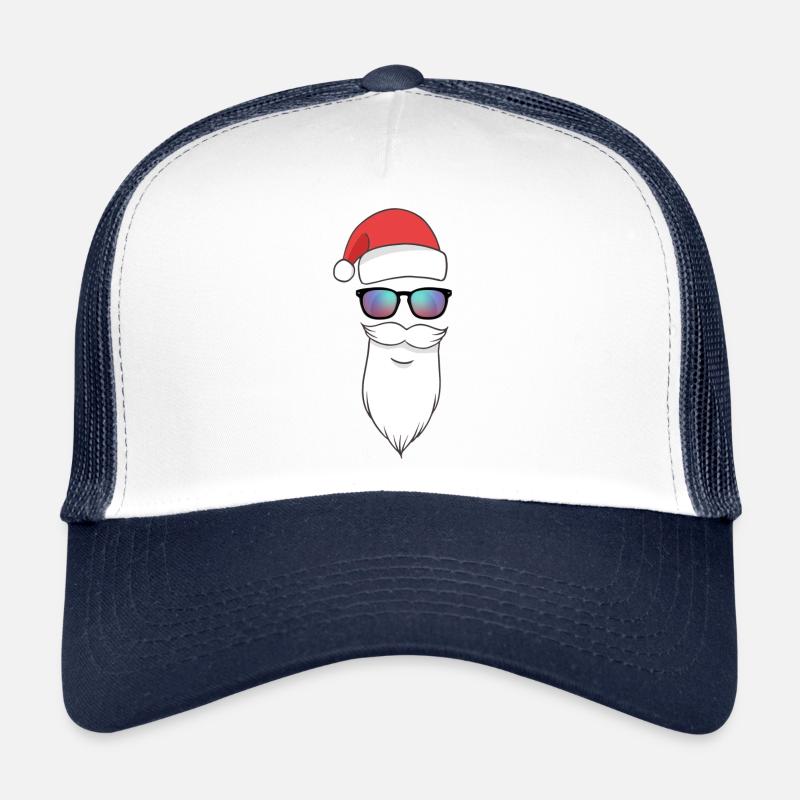 Weihnachtsmann mit Sonnenbrille - Trucker Cap - Weiß/Navy