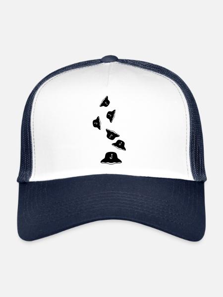 Icône chapeau de pêche Silhouette - Casquette trucker  - blanc/marine - Devant