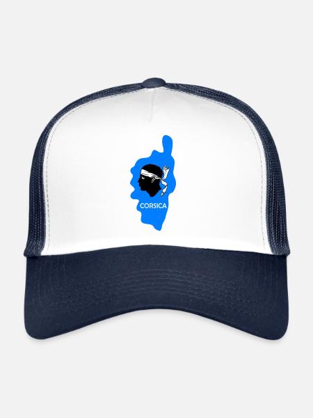 Corse Île France Carte bleue - Casquette trucker  - blanc/marine - Devant