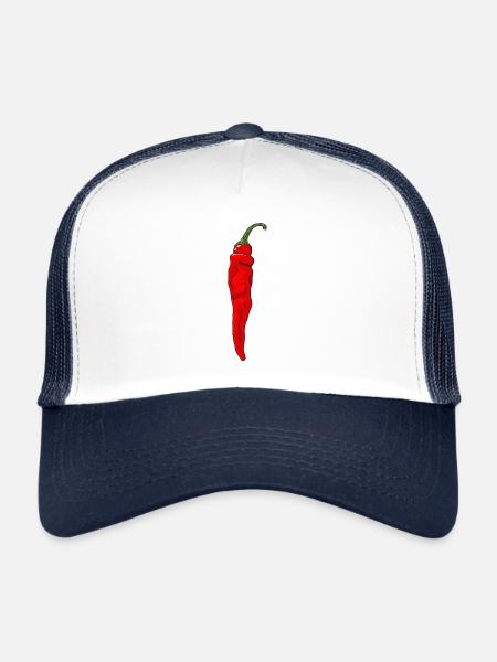 Chili Pepper Hot Chili Pepper Paprika Spicy Food - Trucker Cap - white/navy - Front