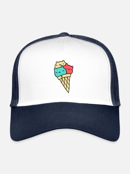 Cat - Meow - Kitten - Hangover - Ice - Trucker Cap - white/navy - Front