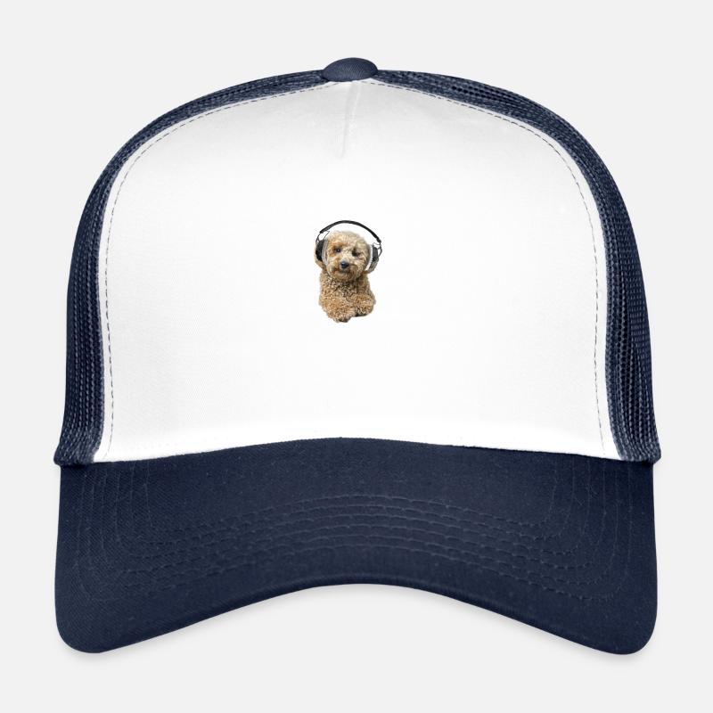 Poodle Pepe with headphones - Trucker Cap - white/navy