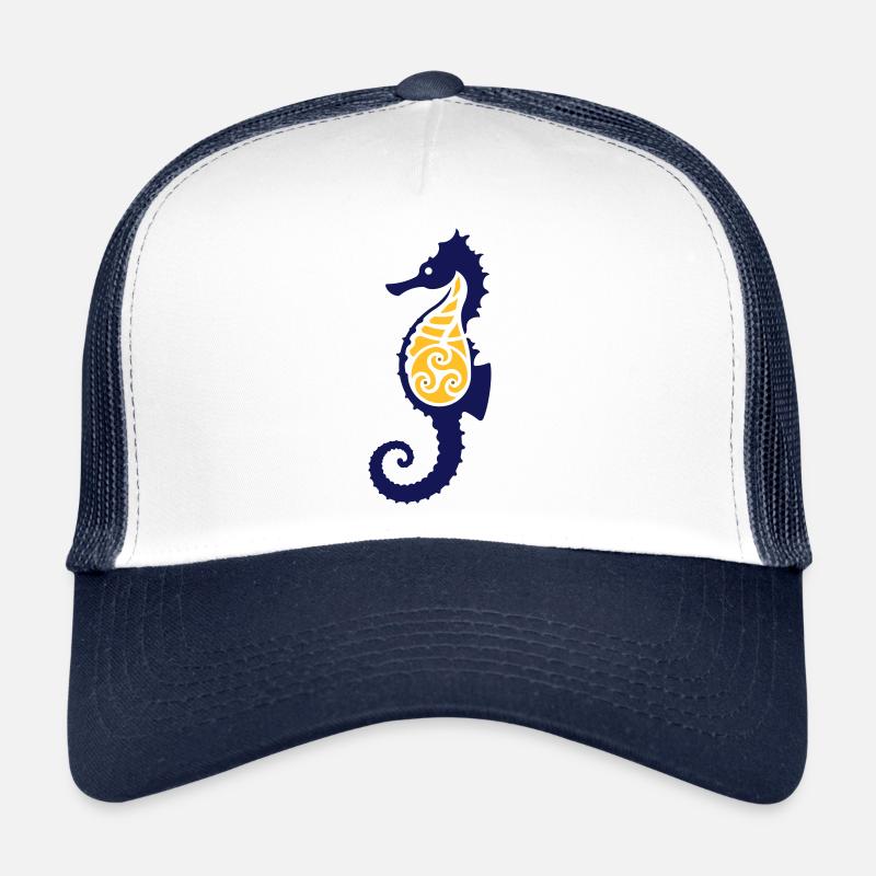 Tribal Seahorse - Trucker Cap - Weiß/Navy