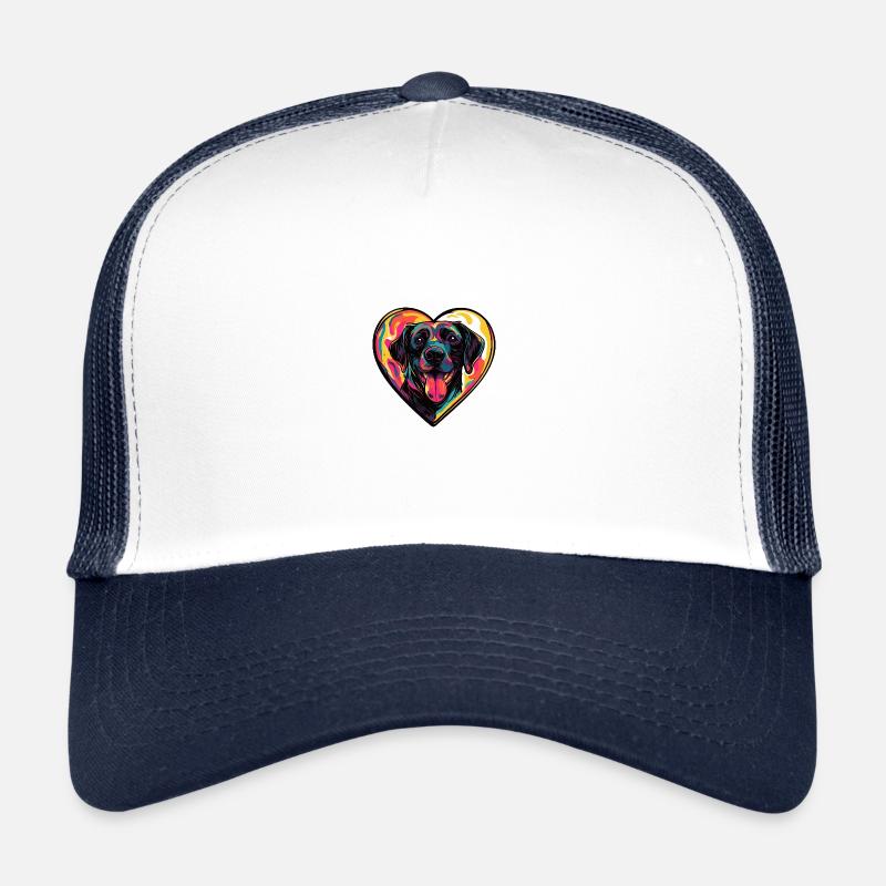 Labrador Hund Herz Love - Trucker Cap - Weiß/Navy
