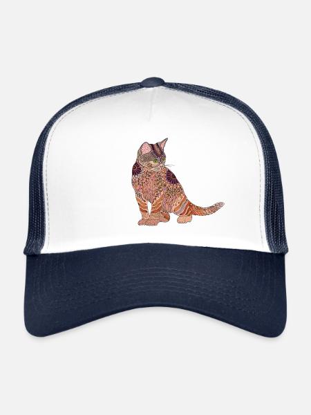 Cat Mandala - Trucker Cap - white/navy - Front
